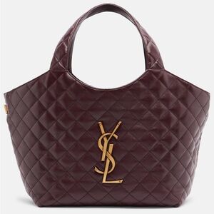 Saint Laurent Icare medium burgundy quilted leather tote bag